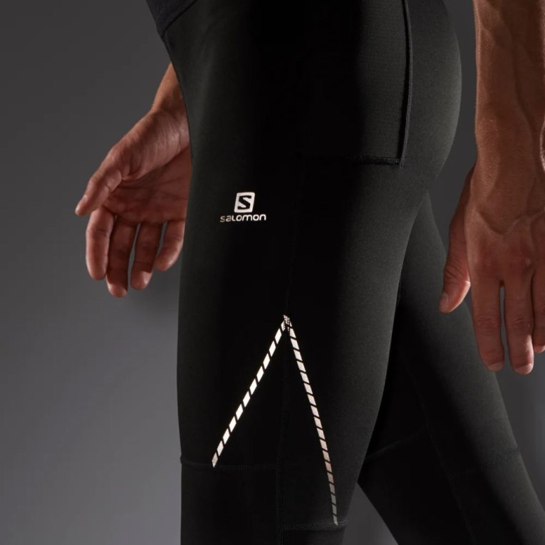 Black Salomon Cross Men's Running Tights | IE BX5290